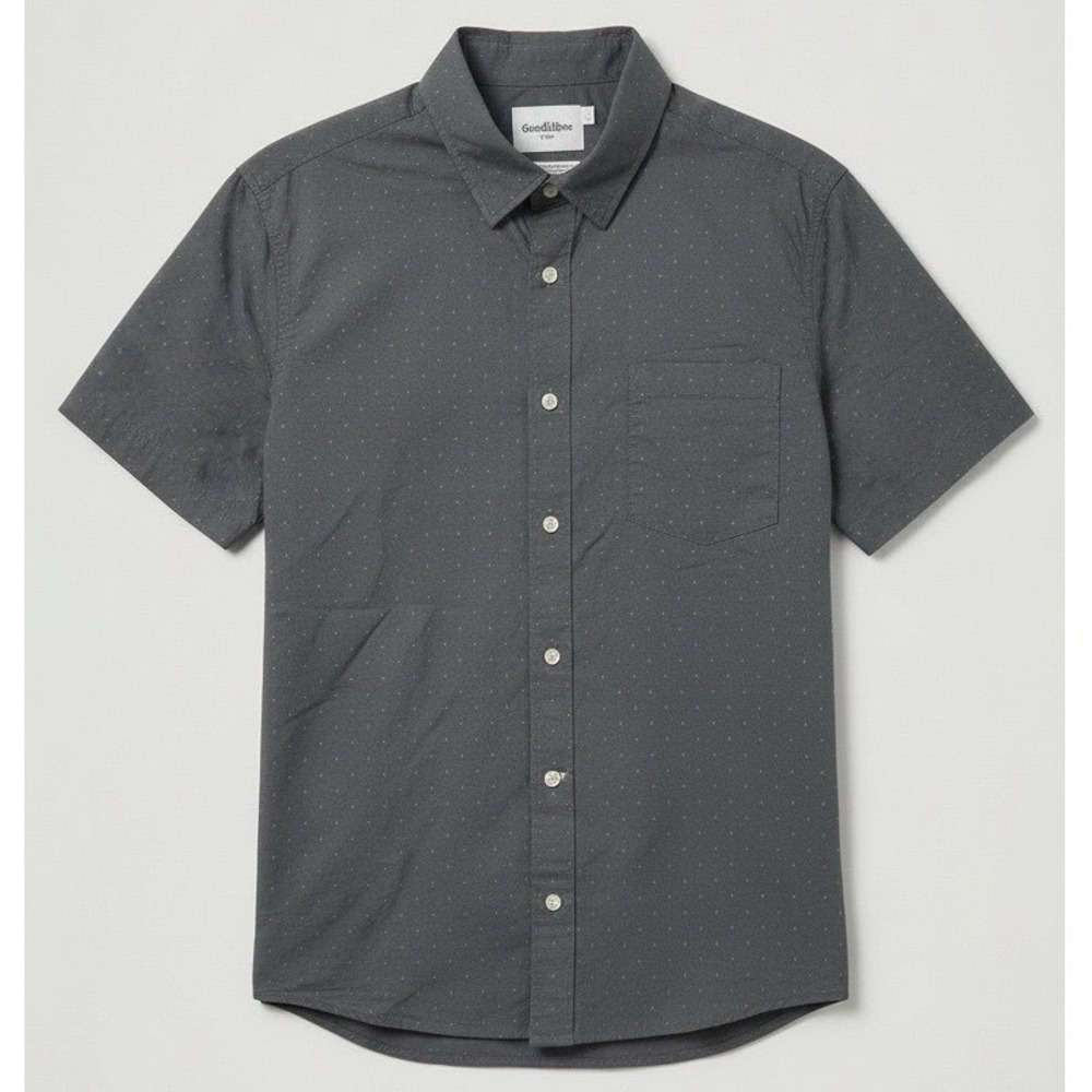 Goodfellow & Co Button Up Shirt Mens Medium Gray Geometric Short Sleeve NWT